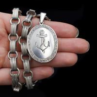 Antique Victorian Anchor Large Sterling Silver Locket with Collar (10 of 10) Antique Victorian Anchor Large Sterling Silver Locket with Collar (10 of 10)