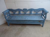 Lovely 3/4 Seater Antique Pine Painted Sky Blue Box Settle / Bench (4 of 9) Lovely 3/4 Seater Antique Pine Painted Sky Blue Box Settle / Bench (4 of 9)