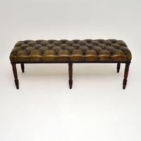 Antique Deep Buttoned Leather & Mahogany Stool (2 of 8) Antique Deep Buttoned Leather & Mahogany Stool (2 of 8)