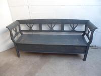 A Battleship Grey 3 Seater Antique/Old Pine Kitchen/Hall Box Settle/ Bench (7 of 9) A Battleship Grey 3 Seater Antique/Old Pine Kitchen/Hall Box Settle/ Bench (7 of 9)