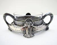 German Art Nouveau 925 Solid Sterling Silver & Glass WMF Style Antique Salt Cellar Dish - Wilhelm Binder c.1905 (7 of 7) German Art Nouveau 925 Solid Sterling Silver & Glass WMF Style Antique Salt Cellar Dish - Wilhelm Binder c.1905 (7 of 7)
