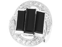 Antique Art Deco 2.20ct Onyx & 0.50ct Diamond, Platinum Ring c.1920 (1 of 11)
