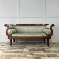 Early 19th C. Mahogany Scroll Arm Settee