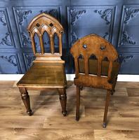 Pair of Victorian Gothic Style Hall Chairs (4 of 13) Pair of Victorian Gothic Style Hall Chairs (4 of 13)