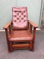 Arts & Crafts Oak & Leather Reclining Armchair (2 of 10) Arts & Crafts Oak & Leather Reclining Armchair (2 of 10)