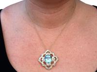 22.32ct Aquamarine, 7.62ct Diamond & 18ct Yellow Gold Pendant - Vintage c.1950 (8 of 9) 22.32ct Aquamarine, 7.62ct Diamond & 18ct Yellow Gold Pendant - Vintage c.1950 (8 of 9)