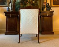Exceptional Pair of Mahogany Inlaid Linen Silk Upholstered Bergere Armchairs (9 of 12) Exceptional Pair of Mahogany Inlaid Linen Silk Upholstered Bergere Armchairs (9 of 12)