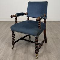 Antique 19th Century Carved Victorian Armchair In Oak