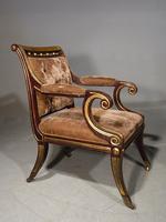 Elegant Pair of Regency Style Faux Rosewood Parcel Gilt Chairs c.1890 (3 of 6) Elegant Pair of Regency Style Faux Rosewood Parcel Gilt Chairs c.1890 (3 of 6)