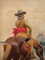 Exceptional Quality 19th Century Miniature Watercolour Painting of Horseman - Cowboy (4 of 11) Exceptional Quality 19th Century Miniature Watercolour Painting of Horseman - Cowboy (4 of 11)
