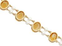 30.12ct Citrine & Pearl, 9ct Yellow Gold Bracelet - Vintage 1967 (6 of 12) 30.12ct Citrine & Pearl, 9ct Yellow Gold Bracelet - Vintage 1967 (6 of 12)