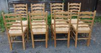 1960s Set of 8 Light Beech Ladderback Dining Chairs + Pop Out Rush Seats (3 of 3) 1960s Set of 8 Light Beech Ladderback Dining Chairs + Pop Out Rush Seats (3 of 3)