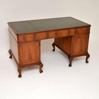 Large Antique Walnut Leather Top Pedestal Desk (8 of 12) Large Antique Walnut Leather Top Pedestal Desk (8 of 12)