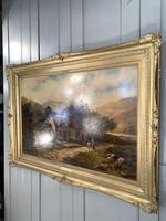 Antique Victorian large landscape oil painting in gilt gesso frame by E Yates (4 of 10) Antique Victorian large landscape oil painting in gilt gesso frame by E Yates (4 of 10)