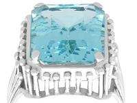 11.81ct Aquamarine & Platinum Cocktail Ring - Vintage c.1950 (9 of 9) 11.81ct Aquamarine & Platinum Cocktail Ring - Vintage c.1950 (9 of 9)