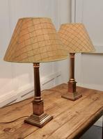 A Pair of Brass Corinthian Column Table Lamps with Shades (5 of 8) A Pair of Brass Corinthian Column Table Lamps with Shades (5 of 8)