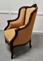 French Carved Walnut & Salon Chair, Upholstered in Silk (9 of 10) French Carved Walnut & Salon Chair, Upholstered in Silk (9 of 10)