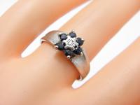 Vintage 18ct White Gold Heavy Diamond Sapphire Cluster Ring Band Size M 1/2 (US Size 6.5) (1 of 13)