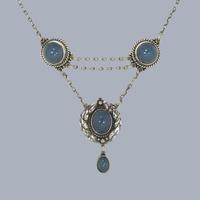 Exquisite Antique Arts & Crafts Chalcedony Necklace in Silver c.1900 - This Beautiful Necklace is Attributed to Edith Stewart