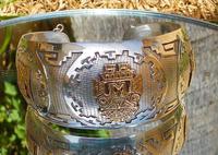 Rare Stunning Art Deco Solid Silver & 18k Gold Shield Mounted Bracelet / Bangle (5 of 8) Rare Stunning Art Deco Solid Silver & 18k Gold Shield Mounted Bracelet / Bangle (5 of 8)