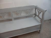 Light Grey 3 Seater Tulip Antique Pine Kitchen / Hall Box Settle / Bench (9 of 10) Light Grey 3 Seater Tulip Antique Pine Kitchen / Hall Box Settle / Bench (9 of 10)