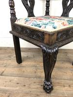 Victorian Carved Oak Corner Chair with Floral Upholstery (4 of 9) Victorian Carved Oak Corner Chair with Floral Upholstery (4 of 9)