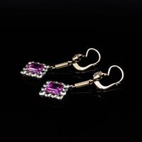 Art Deco Synthetic Ruby & White Zircon 9ct Gold Drop Dangle Earrings (3 of 5) Art Deco Synthetic Ruby & White Zircon 9ct Gold Drop Dangle Earrings (3 of 5)
