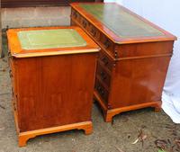 1960s Yew Wood Pedestal Desk with Green Leather Top + Matching Filing Cabinet (2 of 5) 1960s Yew Wood Pedestal Desk with Green Leather Top + Matching Filing Cabinet (2 of 5)