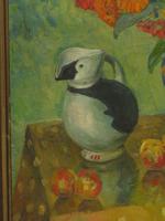 Large Framed Nordic Oil on Canvas Painting of Still Life Flowers & Puffin Jug (9 of 9) Large Framed Nordic Oil on Canvas Painting of Still Life Flowers & Puffin Jug (9 of 9)