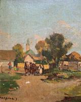 Josef Harencz Farmyard & Horses Landscape Oil Painting (4 of 10) Josef Harencz Farmyard & Horses Landscape Oil Painting (4 of 10)