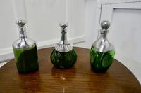 Set of 3 French Green Glass and Pewter Spirit Decanters (6 of 8) Set of 3 French Green Glass and Pewter Spirit Decanters (6 of 8)