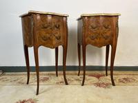 French Marquetry Bedside Tables Cabinets With Marble Tops Louis XVI Bombe Style (2 of 10) French Marquetry Bedside Tables Cabinets With Marble Tops Louis XVI Bombe Style (2 of 10)