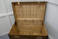 Large Tan Canvas, Wood, Leather & Brass Bound Steamer Trunk (9 of 9) Large Tan Canvas, Wood, Leather & Brass Bound Steamer Trunk (9 of 9)