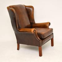 Antique Georgian Style Leather Wing Back Armchair (5 of 11) Antique Georgian Style Leather Wing Back Armchair (5 of 11)