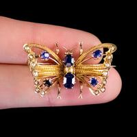 Antique Victorian Sapphire Pearl Butterfly Brooch 15ct Gold 1.20ct Sapphire Circa 1890 (2 of 5) Antique Victorian Sapphire Pearl Butterfly Brooch 15ct Gold 1.20ct Sapphire Circa 1890 (2 of 5)