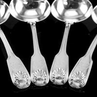 Antique Victorian Set of 4 Solid Silver Sauce Ladles / Spoons "Fiddle Thread & Shell" Pattern - Chawner & Co 1845 (5 of 15) Antique Victorian Set of 4 Solid Silver Sauce Ladles / Spoons "Fiddle Thread & Shell" Pattern - Chawner & Co 1845 (5 of 15)