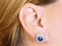 2.10ct Basaltic Sapphire & 3.30ct Diamond, 9ct Yellow Gold Cluster Earrings - Antique c.1890 (9 of 9) 2.10ct Basaltic Sapphire & 3.30ct Diamond, 9ct Yellow Gold Cluster Earrings - Antique c.1890 (9 of 9)