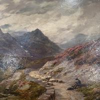 Antique Victorian Scottish landscape oil painting with shepherd and flock of sheep (9 of 10) Antique Victorian Scottish landscape oil painting with shepherd and flock of sheep (9 of 10)