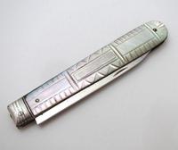 English Georgian William IV Sterling Silver Mother of Pearl Fruit Knife - Atkin & Oxley, Sheffield (1 of 6)