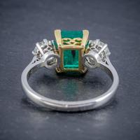 Art Deco Colombian Emerald Diamond Trilogy Ring Platinum 18ct Gold 2.55ct Emerald With Cert (8 of 9) Art Deco Colombian Emerald Diamond Trilogy Ring Platinum 18ct Gold 2.55ct Emerald With Cert (8 of 9)
