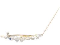 0.22ct Sapphire & 1.82ct Diamond, 18ct Yellow & White Gold Spray Brooch c.1930 (6 of 9) 0.22ct Sapphire & 1.82ct Diamond, 18ct Yellow & White Gold Spray Brooch c.1930 (6 of 9)
