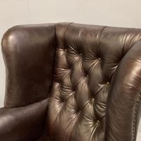Large Regency buttoned leather wing armchair (7 of 11) Large Regency buttoned leather wing armchair (7 of 11)