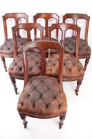 Set 6 Victorian Buttoned Leather Dining Chairs