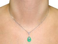 Chrysoprase & 0.18ct Diamond, 14ct White Gold Necklace - Art Deco Style - Vintage c.1950 (8 of 9) Chrysoprase & 0.18ct Diamond, 14ct White Gold Necklace - Art Deco Style - Vintage c.1950 (8 of 9)