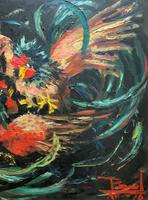 Stunning Original 1970s Vintage Abstract Acrylic Painting Cocks Fighting - Game (7 of 15) Stunning Original 1970s Vintage Abstract Acrylic Painting Cocks Fighting - Game (7 of 15)