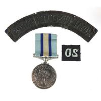 British military Elizabeth II Royal Observer Corps medal with cloth patches awarded to Observer G B H George (2 of 3) British military Elizabeth II Royal Observer Corps medal with cloth patches awarded to Observer G B H George (2 of 3)