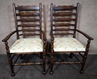 Pair Of Oak Ladder Back Armchairs (4 of 9) Pair Of Oak Ladder Back Armchairs (4 of 9)