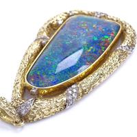 Large 18ct Gold Black Opal Doublet & Diamond Modernist Abstract Pendant (3 of 5) Large 18ct Gold Black Opal Doublet & Diamond Modernist Abstract Pendant (3 of 5)