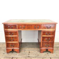 Reproduction Yew Wood Kneehole Desk (2 of 12) Reproduction Yew Wood Kneehole Desk (2 of 12)