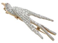 3.34ct Diamond, Ruby & 18ct Yellow Gold Swallow Brooch - Antique c.1910 (3 of 9) 3.34ct Diamond, Ruby & 18ct Yellow Gold Swallow Brooch - Antique c.1910 (3 of 9)